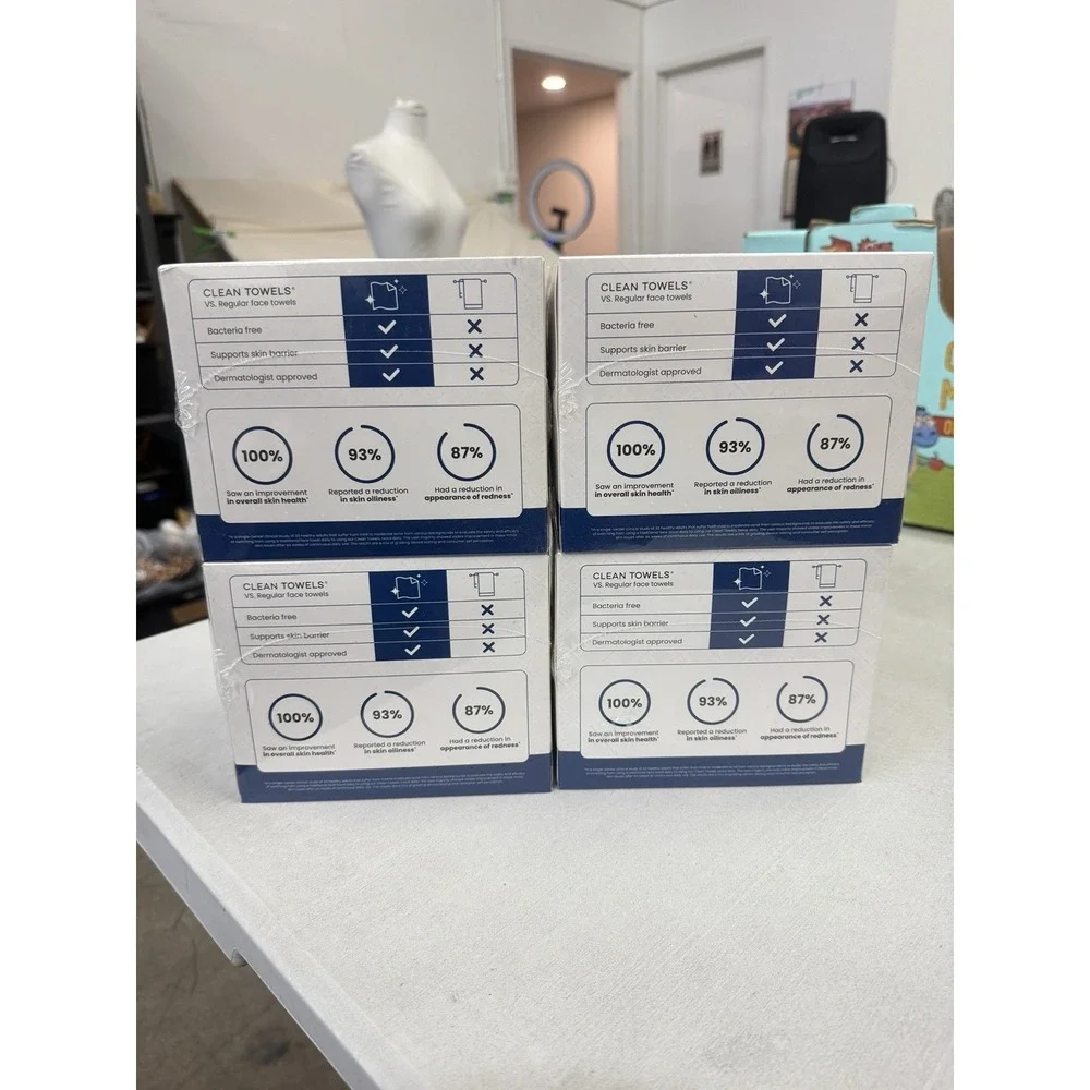 Clean Towels XL Face Towels 100% Disposable CompostableSkincare 50ct NEW(4pack)